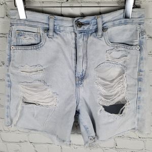 AMERICAN EAGLE | Mom distressed destroyed denim high rise jean shorts